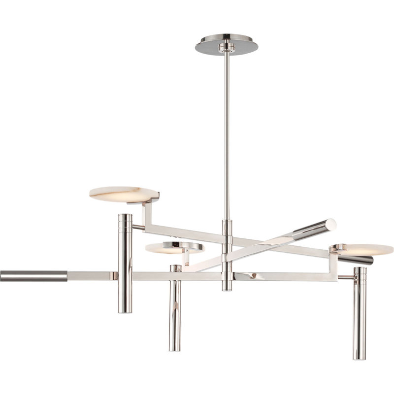Melange 36" Floating Disc Chandelier with Alabaster, Polished Nickel