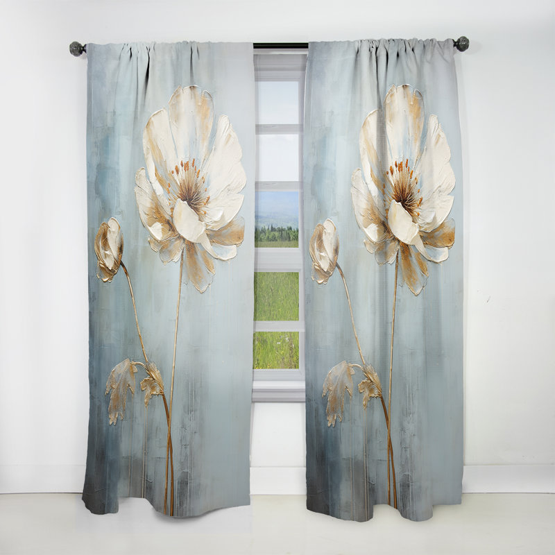 Lucian Burst Of Ranunculus Beauty III - Ranunculus Curtain - Velvet Room Darkening - 1 panel, 52" W x 120" L
