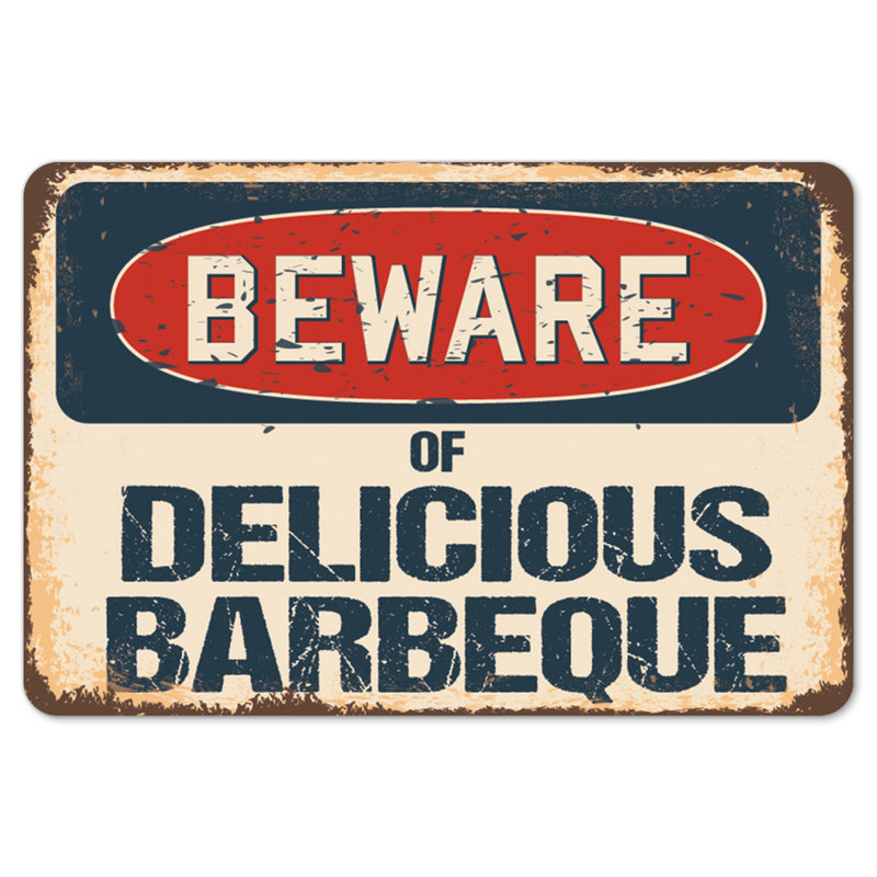 Décalcomanie-Delicieuse barbecue_Méfiez-vous de la délicieuse décoration rustique de plaque de signe