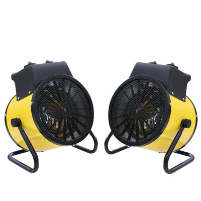 1500W Greenhouse Heater (2 Pieces), Electric Portable Space Heater Fan Fast Heating with Overheat Protection, Yellow
