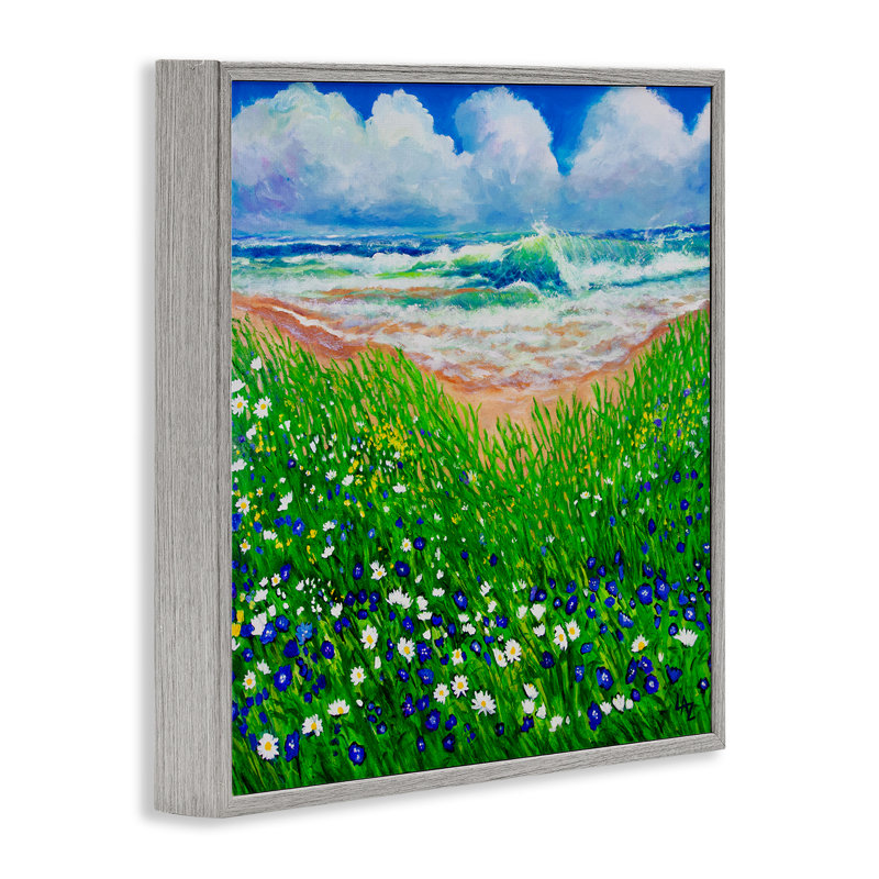 Giclée encadrée par Summer Wind Beach Flowers, conception par Lee Ann Zirbes, H 17 po x l 17 po, Estampe numérique Farmhouse