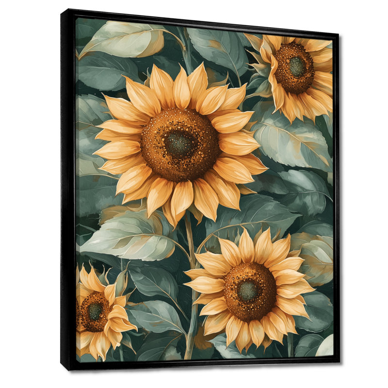 Duayne - Floral Wall Art, Black, Floater Framed Print, 20" H x 12" W