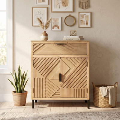 31 in. H Antique Brown Accent Chests, Vintage Solid Wood Storage Cabinet with Shelf and Drawers, Ample Space for Living Room