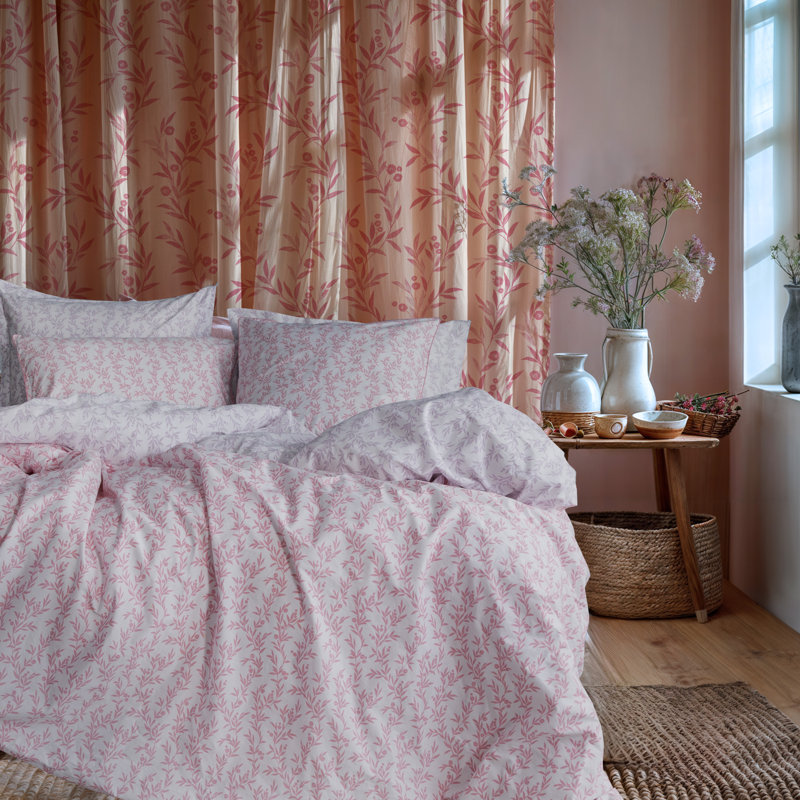Cotton Duvet Cover with Pillowcases Included, Kingsize - 2 Standard Pillowcases, Lilac, Floral
