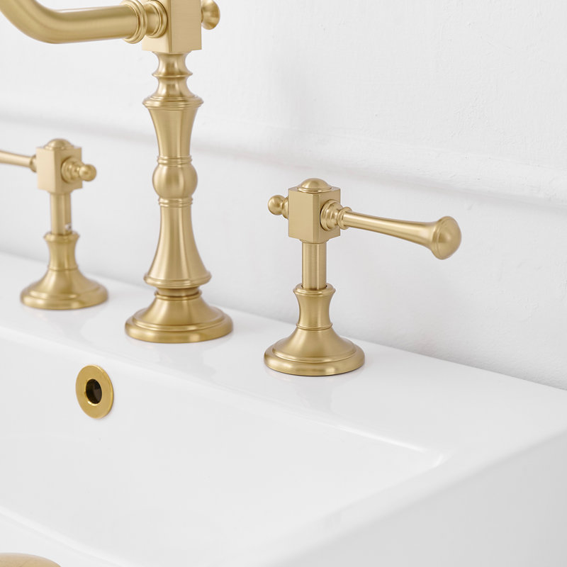 Robinet de salle de bain à large entraxe avec bonde, Or brossé