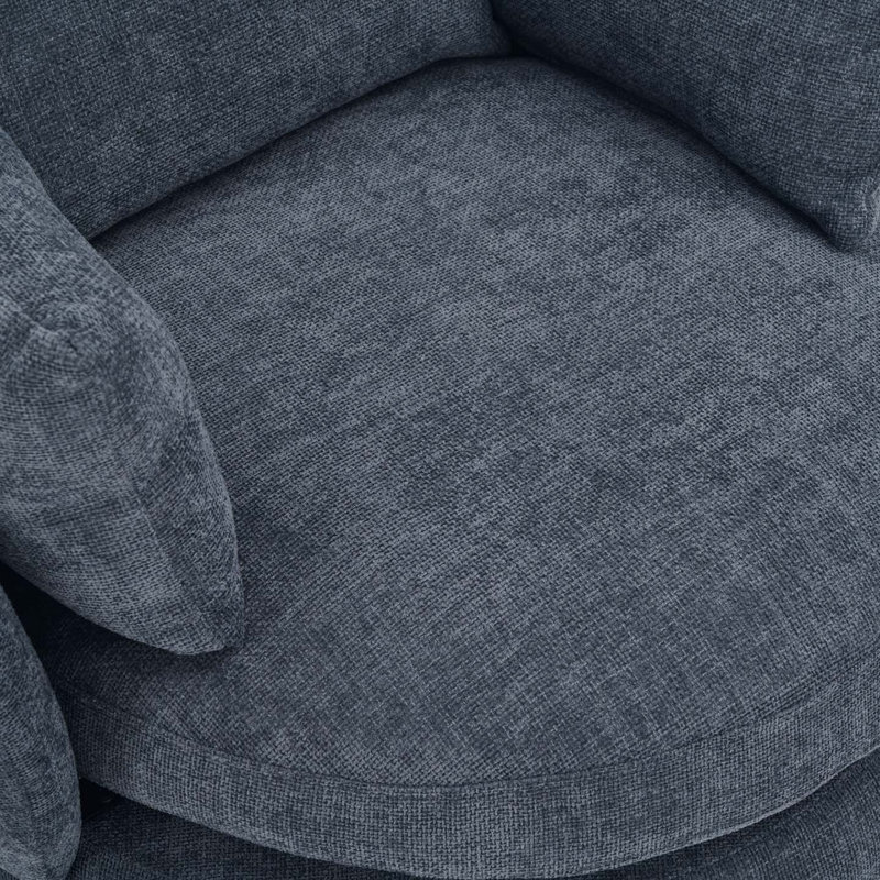 Upholstered Swivel Barrel Chair, Breeze Blue Chenille