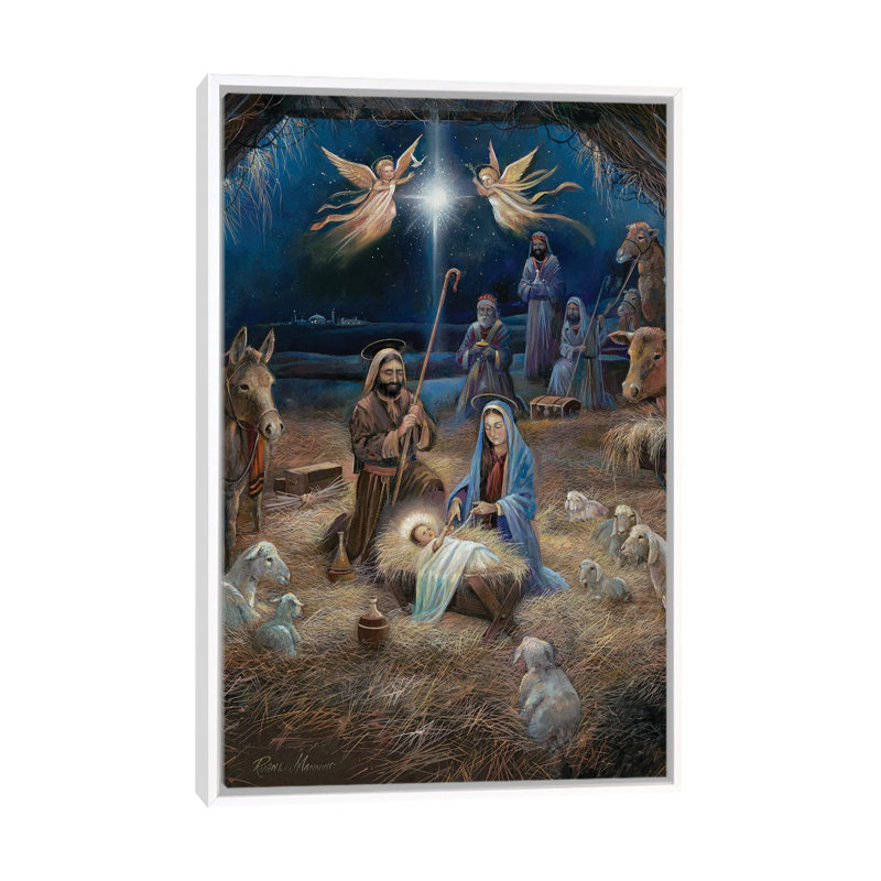 «Silent Night», reproduction d'art sur toile encadrée, Impression encadrée sans passe-partout, H 26 po x l 18 po, Blanc