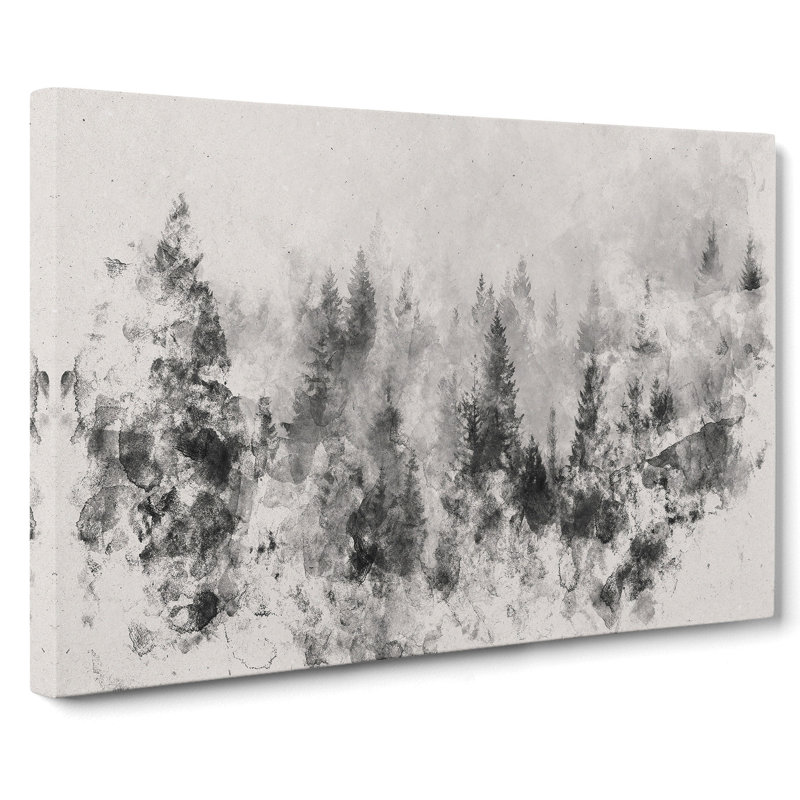 The Misty Forest Watercolour - Wrapped Canvas Print, 60cm H x 91cm W x 3cm D