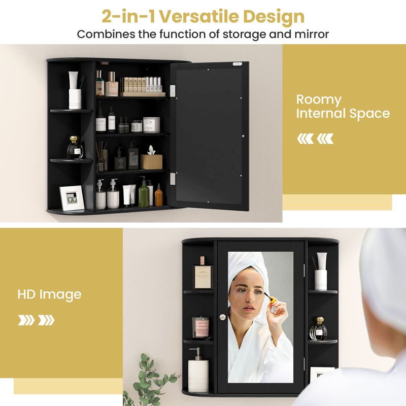 65mm W 64mm H Wall Mounted Required Medicine Cabinet Mirror
