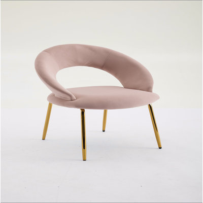 061-Ensemble de 1 chaises de salle à manger en velours avec dossier incurvé et pieds en métal doré pour la cuisine ou la salle à manger