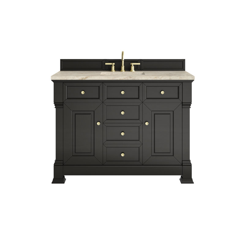 Brookfield Single Vanity W/ Freepower Wireless Charger, Black Onyx, Tajnar Eclos, 48"