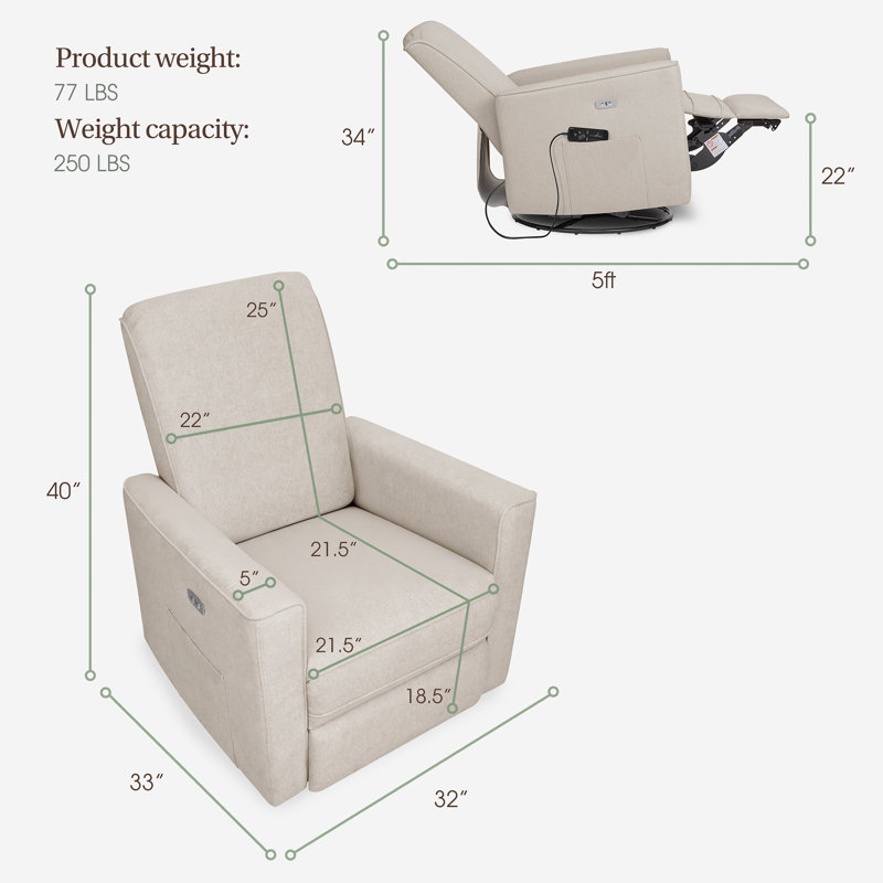 Power Reclining Massage Chair, Light Sand