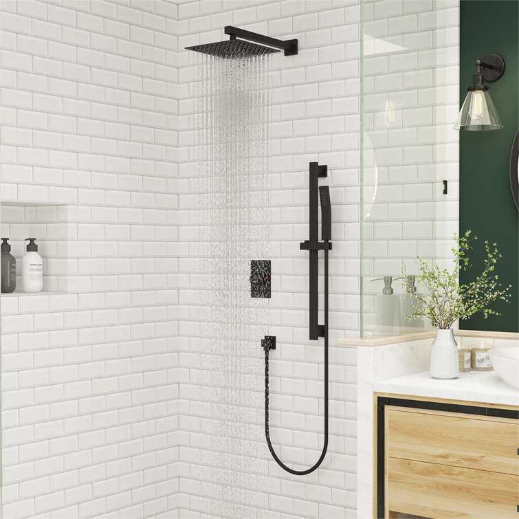 SlideLux 10 Inch 2-Function Rainfall Shower System with Slide Bar and Rough in-Valve