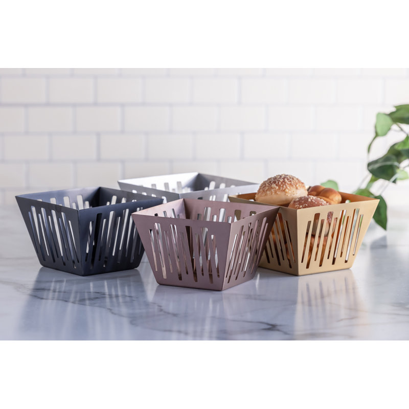 Panier carré en acier inoxydable évasé, Argent argent