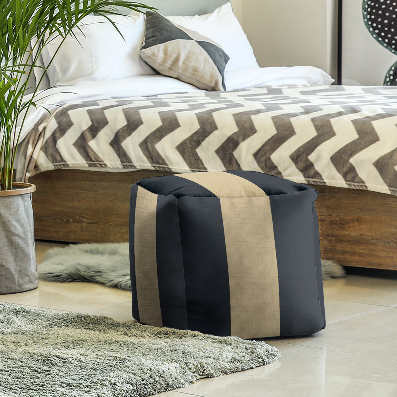 Repose-pieds cubique Tennessee, H 13 po x l 13 po x P 13 po, Beige /vert forêt