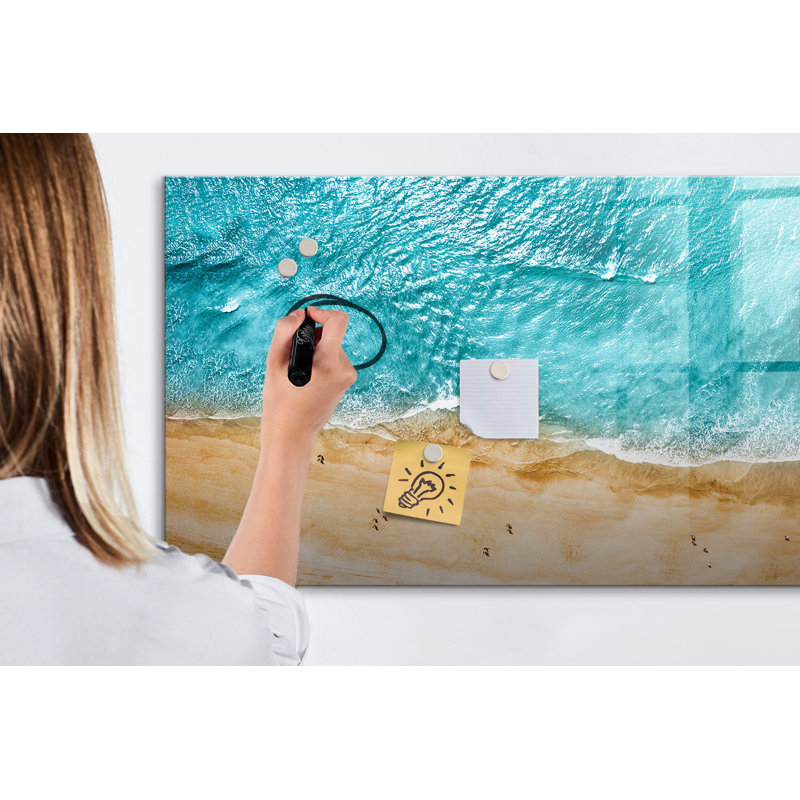 Magnetic Memo Board Whiteboard - 120 x 60 cm - With Marker and Magnets - Sea Beach People