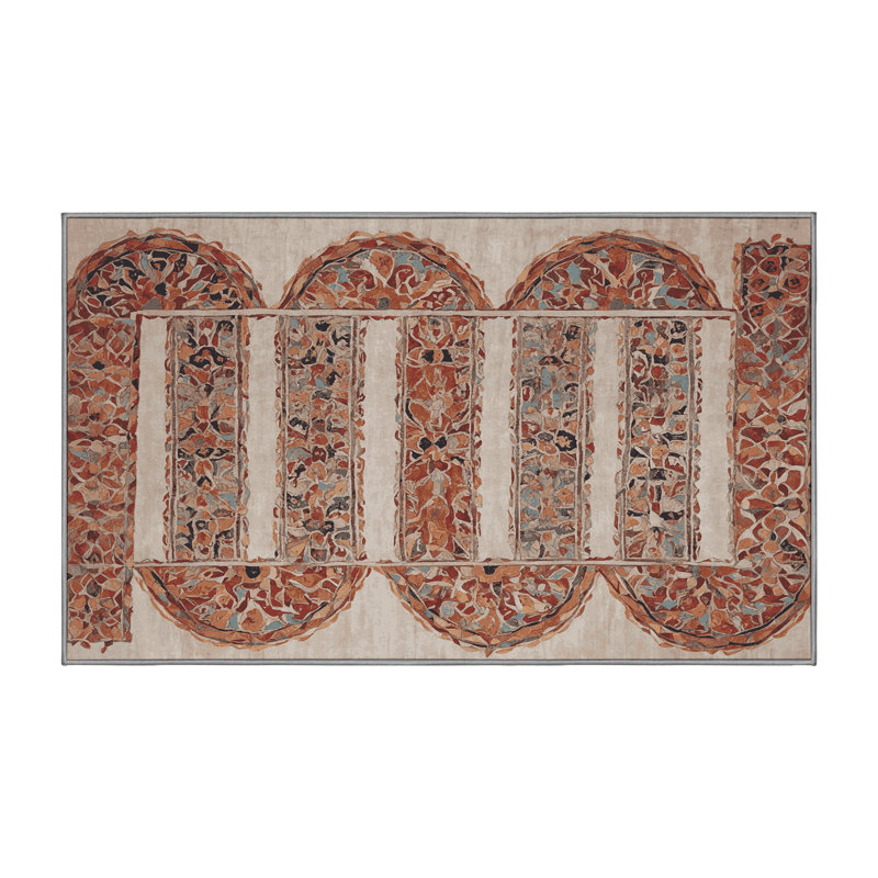 Machine Washable Gray Area Rug, Rectangle 7' x  10'