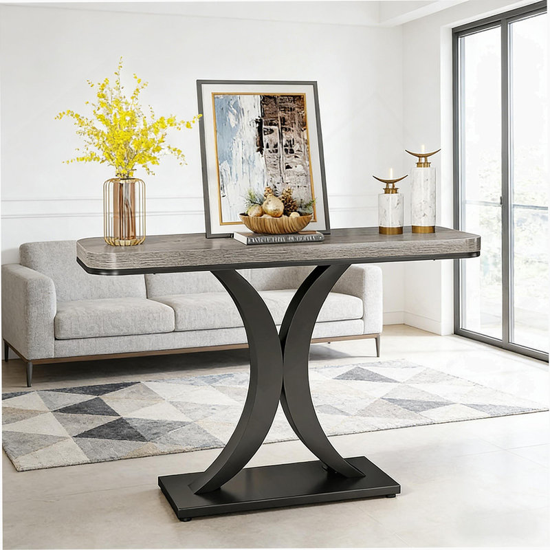 Console compacte, table de vestibule de style industriel moderne, canapé robuste avec finition rustique
