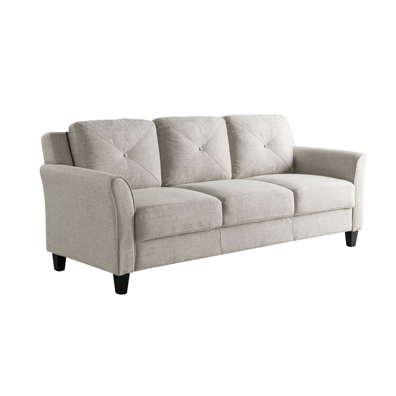 Lourdez Upholstered 56.3'' Loveseat, Hartford Cream Microfiber, 3, 32.7"H x 78.7"W x 31.5"D