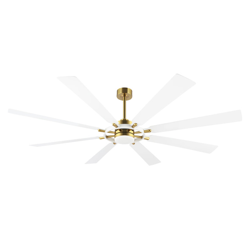 Antoinesha Ceiling Fan with LED Lights, Gold, Black, 80"