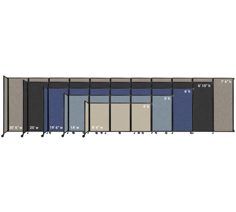 11 - Cloison pliante à panneaux, 5, Gris anthracite, H 60 po x l 168 po x P 12 po