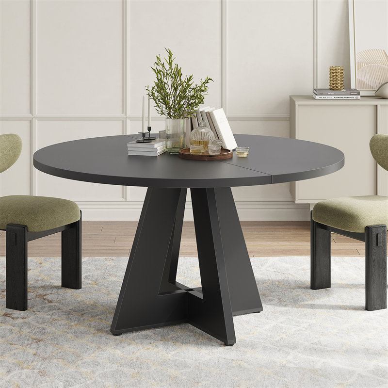 47.2 '' Round Dining Table, Black