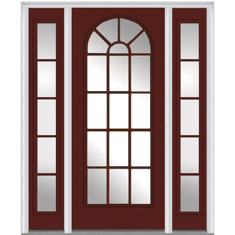 Porte d'entrée pré-suspendue en fibre de verre préfinie lisse, H 80 po x l 60 po x P 1,75 po, Naval, Ouverture à droite