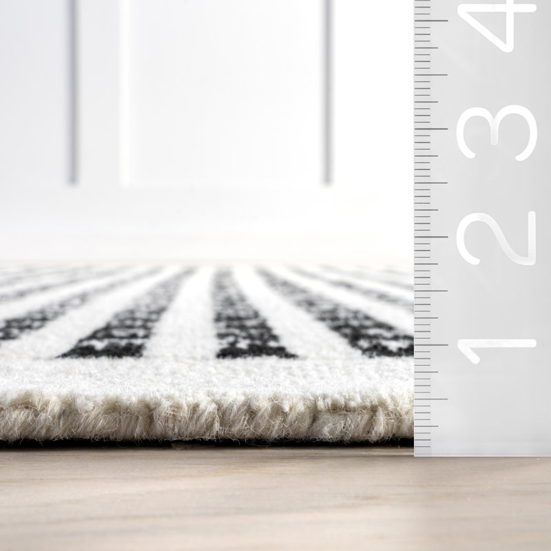 Adahlia Checkered Wool Area Rug, Runner 2'6" x 8'