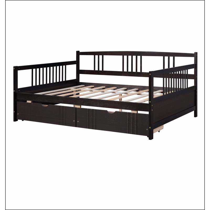 Daybed Wood Bed with Two Drawers, Full, Espresso