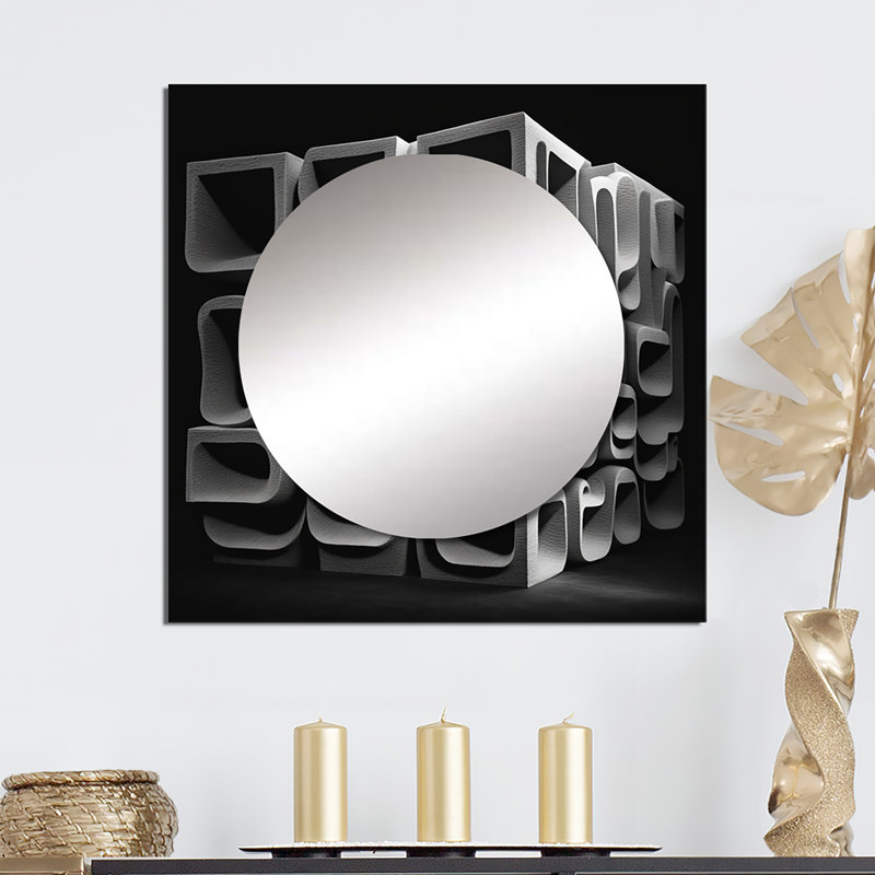 Prianna - Miroir mural géométrique moderne pour chambre à coucher, 23 po x 23 po