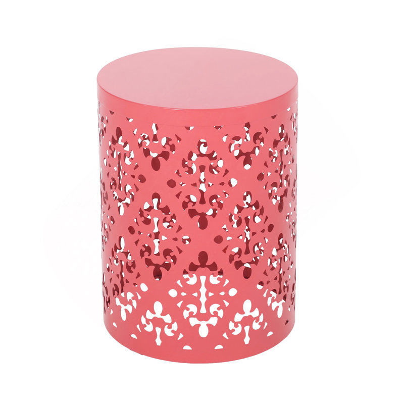 Outdoor Metal End Table -Large, Coral