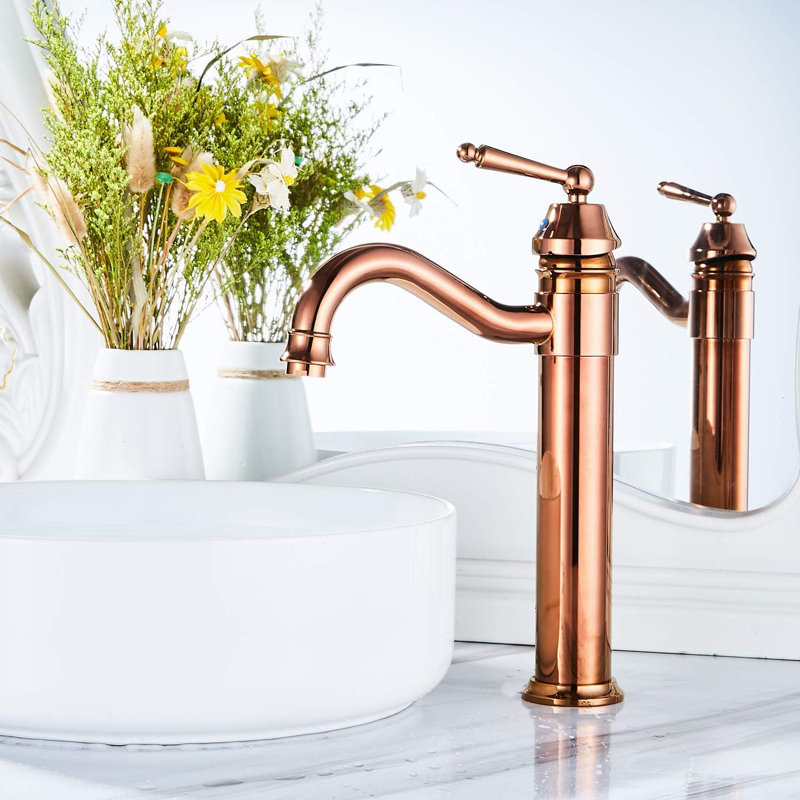 Lavabo vasque de salle de bain à poignée simple en cuivre 9320H avec bonde escamotable sans trop-plein, Cuivre
