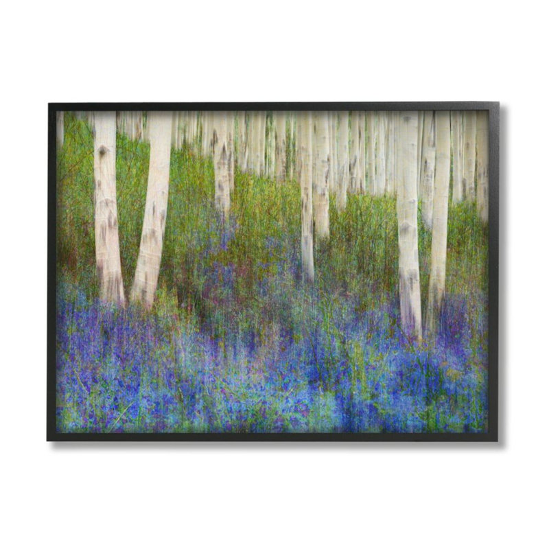 «Lavender Field with Birch Trees Green Mauve» par Chris Vest, reproduction d'art, H 20 po x l 16 po