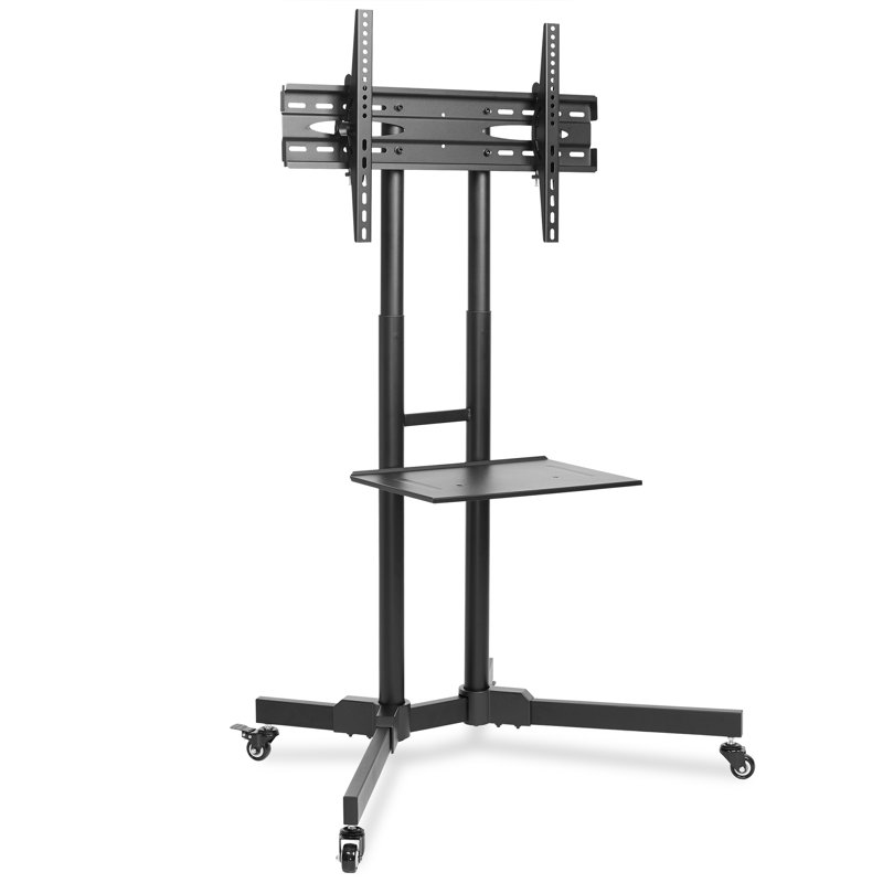 Mount Factory Mobile Stand with Shelf for Flat Screen TVs 32-65", Holds up to 110 Lbs.