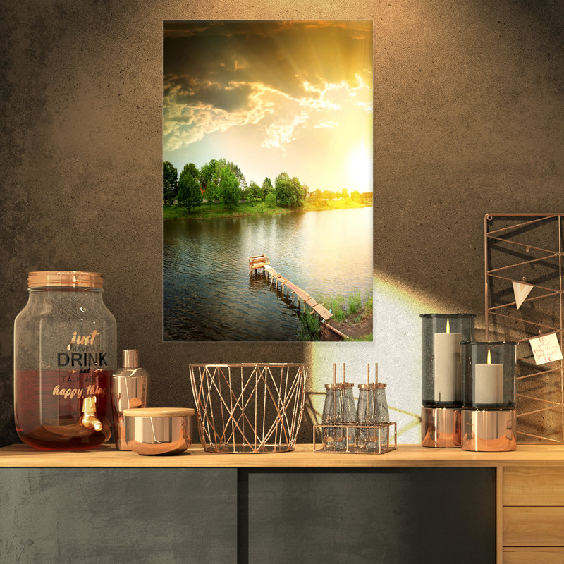 «Lake Under Evening Sun», reproduction de photo sur toile tendue, H 32 po x l 16 po x P 1 po
