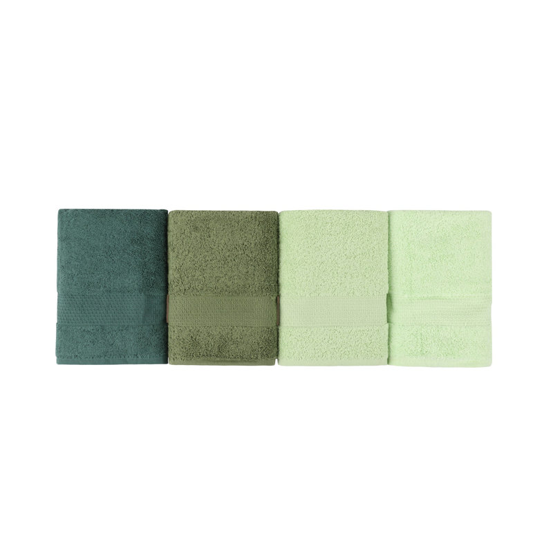 Ensemble de 4 serviettes à main de même taille, Vert clair / vert olive / vert / vert foncé