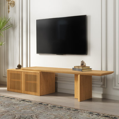 Jarisa Storage Credenza， Retracted Extendable TV Stand -Wood TV Console Media Cabinet with Storage