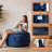 Convertible Bean Bag Chair, Giant Memory Foam Bean Bag Sofa Bed with Washable Cover, Flannel Fabric, Side Pocket & Handle-1136445476