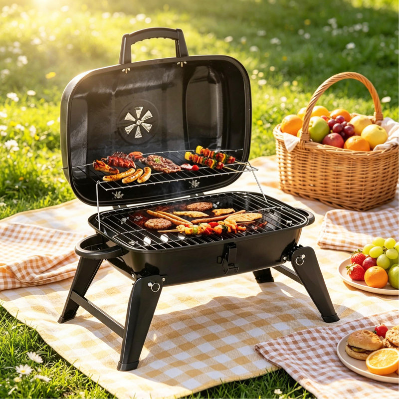 Compact Tabletop Portable Charcoal BBQ Grill