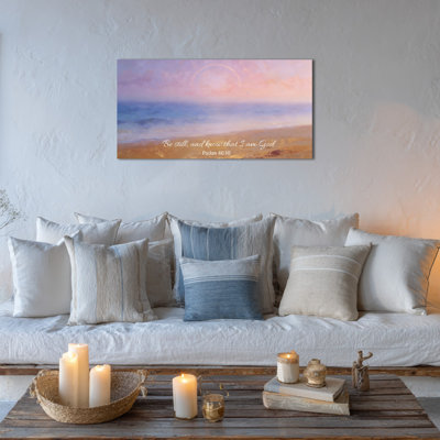Eady - toile inspirante verset de la Bible, photo de plage sereine et reproduction pour une décoration intérieure paisible, œuvre d'art sur toile tendue avec cadre en pin, 20 po x 40 po