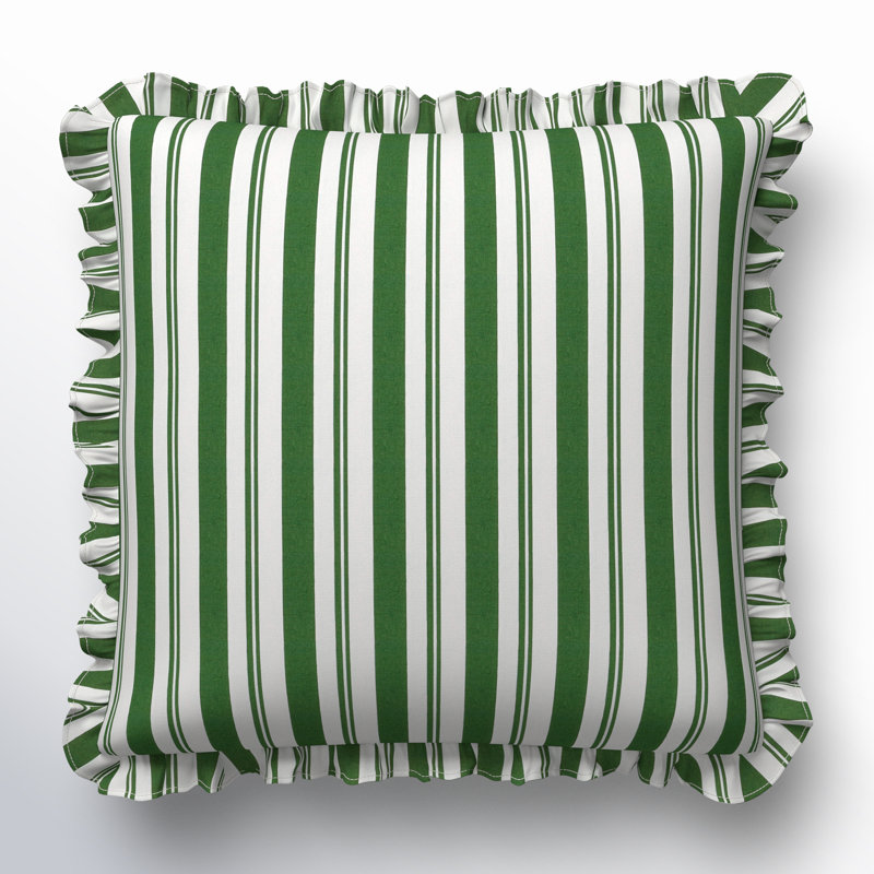 Coussin Aneatra, 18 po x 18 po, Housse de coussin seulement - sans coussin, Vert à rayures multiples