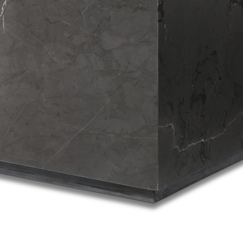 Plinth Marble End Table, Gray Italian Marble