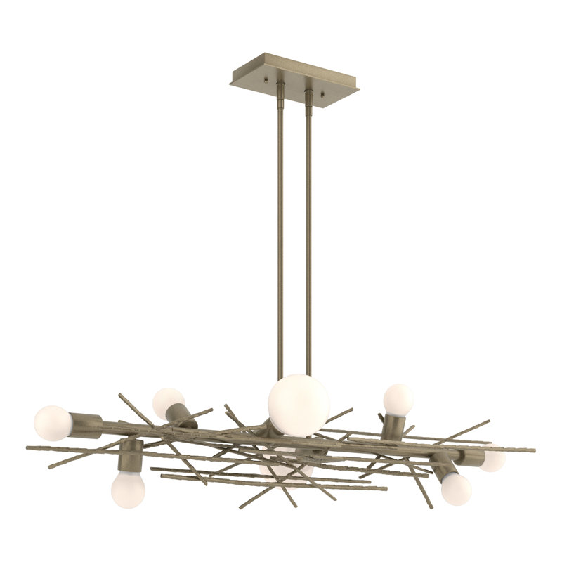 Brindille 8 - Light Kitchen Island Linear Pendant, Soft Gold