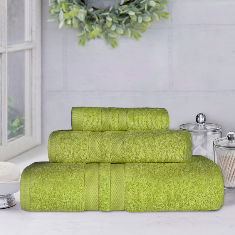 Charie Quick-Drying 3 Piece 100% Cotton Towel Set, Celery