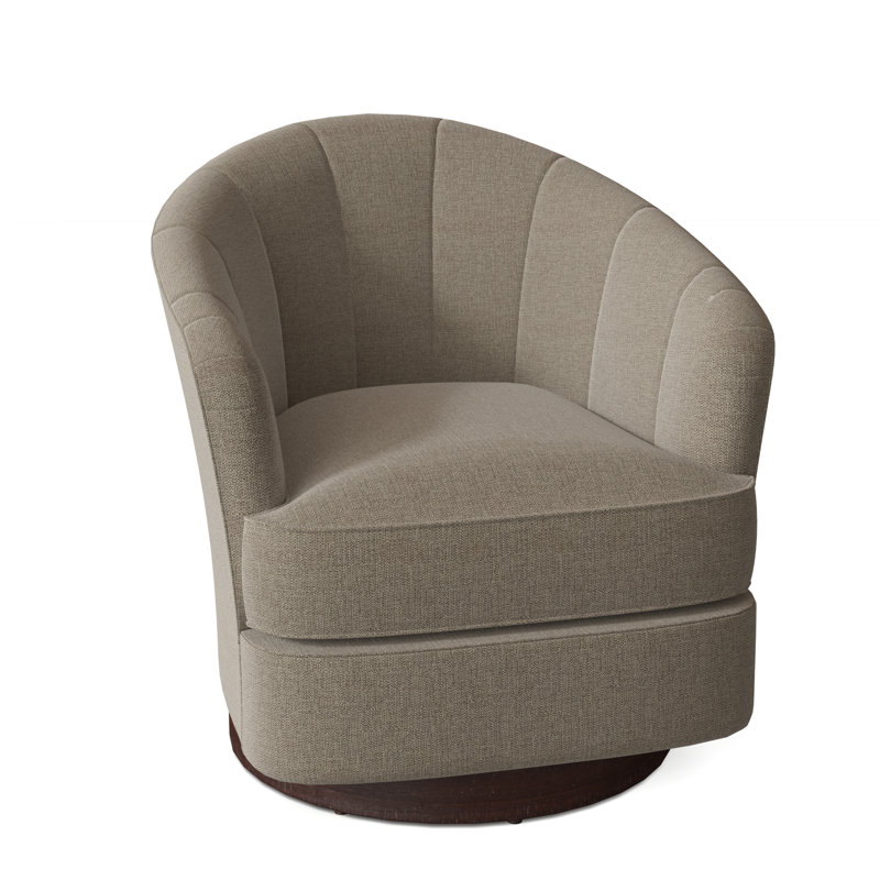 Tipsy Upholstered Swivel Barrel Chair, Linen (3152 72), Hazelnut