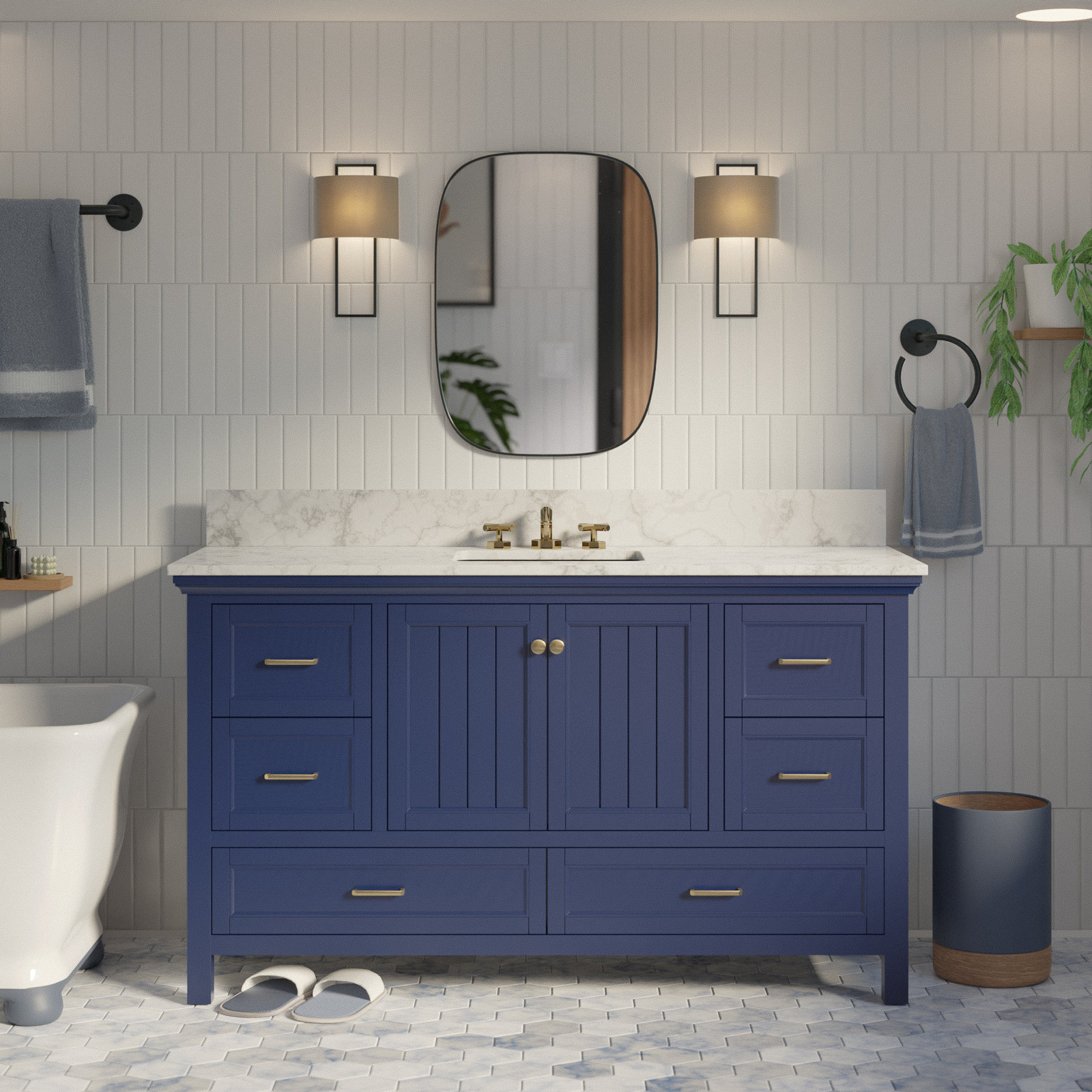Maven 60" Single Bathroom Vanity Set, Royal Blue