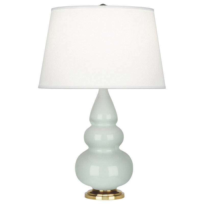 Ceramic Table Lamp, 24.375" H x 7.25" W x 7.25" D, Celadon Glazed Ceramic/Antique Natural Brass