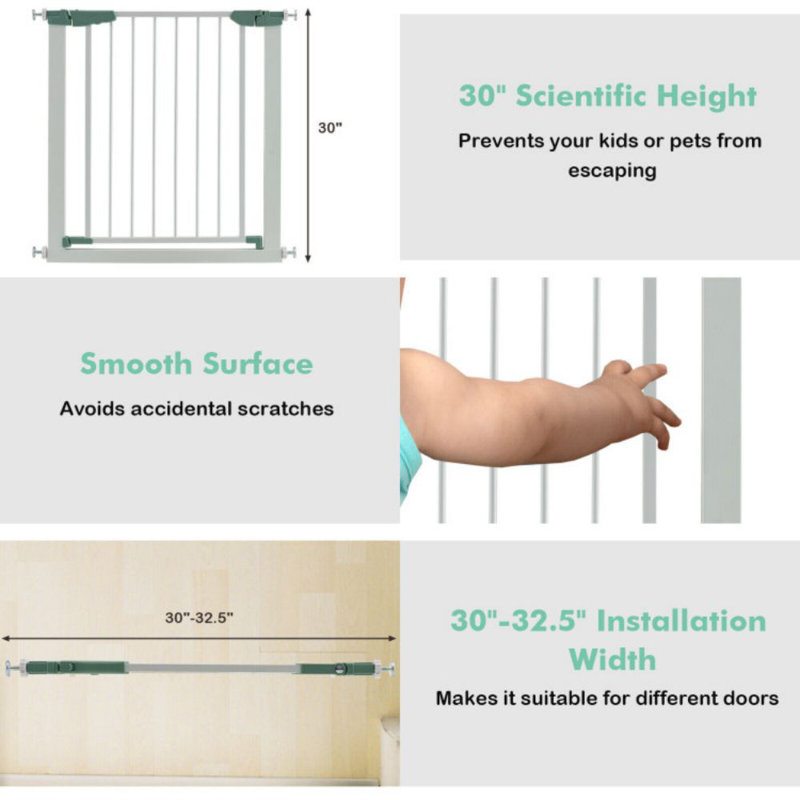 Demoraes Metal Pressure Mounted Pet Gate With Door, White