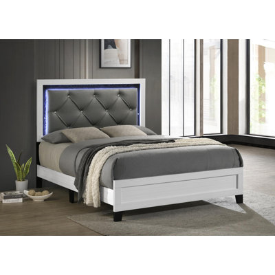 White Led Queen Bed