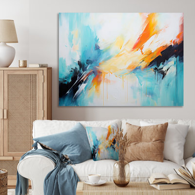Azur bleu jaune fusion 3 - art mural abstrait